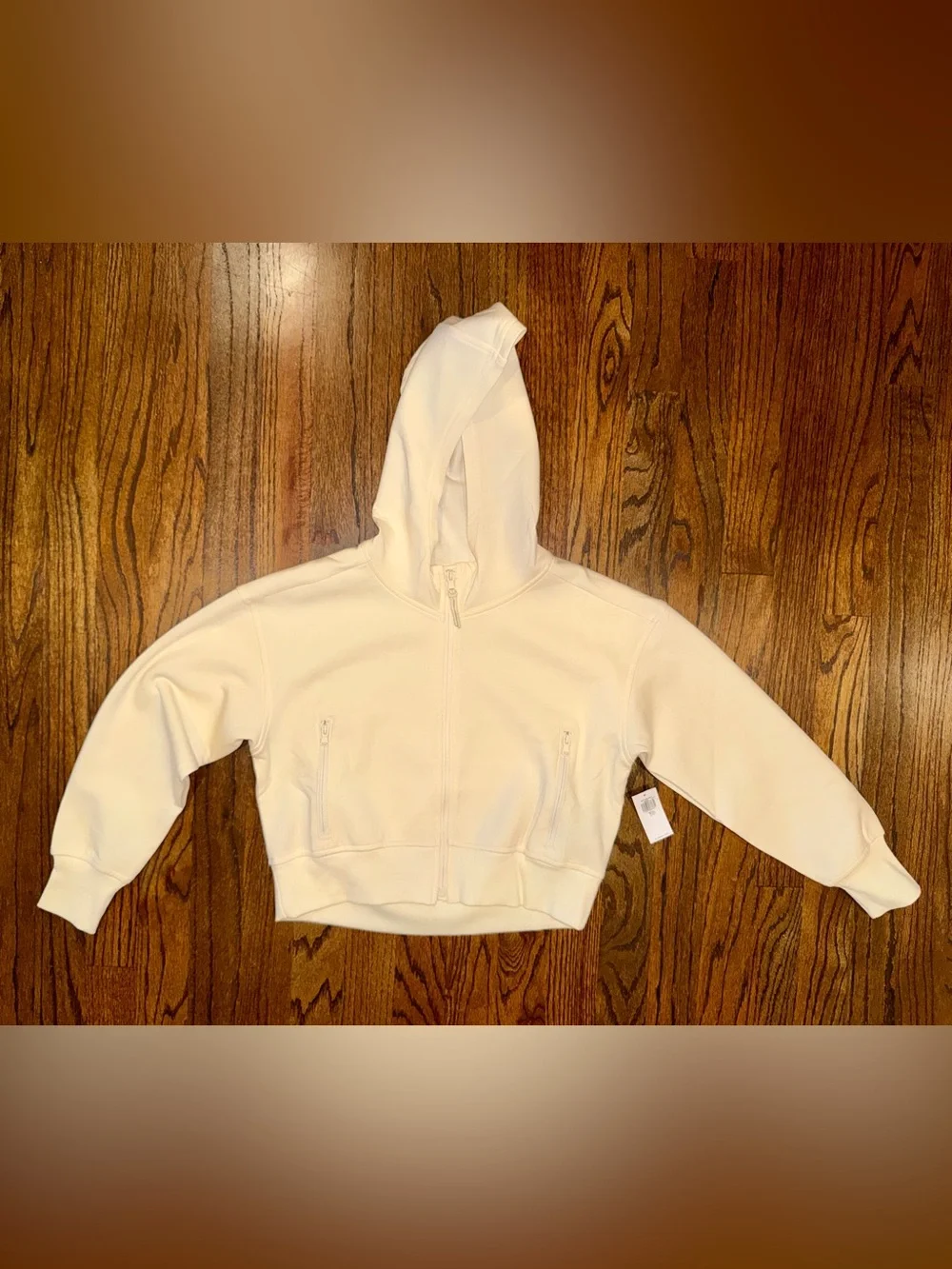 Active dynamic lightweight fleece girls size 8 medium soft zip up NWT hood cream